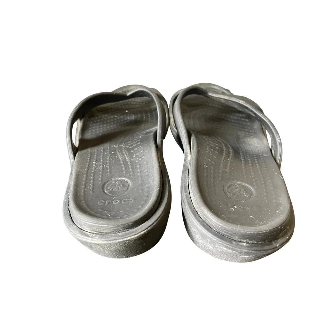 Crocs‎ Womens Patricia Black Strappy Comfort Wedge Sandals Size 7 Slip On Shoes